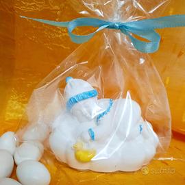 Bomboniera bebè nascita battesimo gesso ceramico  