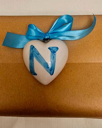 Cuore in ceramica Vietri con iniziale N 