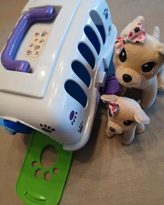 Peluche cani con trasportino