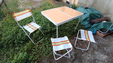 Tavolino e sedie pic nic, anni '70 Vintage
