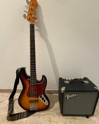 Basso Eko Sunburst + Amplificatore Fender Rumble