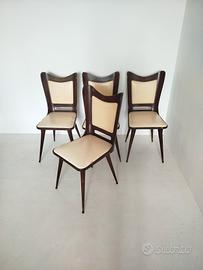 Set di 4 sedie in legno anni 50