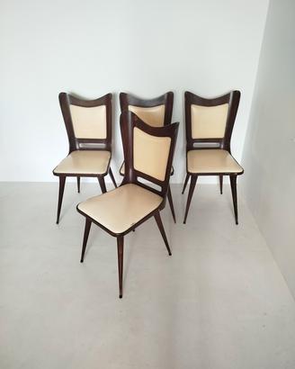 Set di 4 sedie in legno anni 50