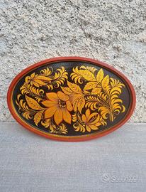 Vassoio Legno arte Popolare russa vintage 
