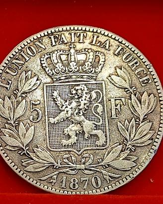 5 franchi belgi 1870