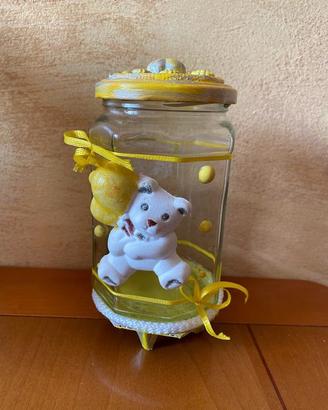 Barattolo vetro porta caramelle orso giallo