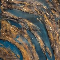 Quadro astratto, acrilici, foglia d'oro e stucchi