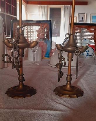 Coppia Lucerne Fiorentine in Ottone – Primi '900