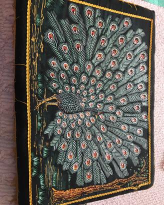 Cuscino 2 con pavone e frange