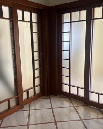 Porta scorrevole doppia a scomparsa in puro legno