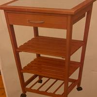 Carrello portavivande cucina in legno con cassetto