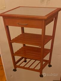 Carrello portavivande cucina in legno con cassetto