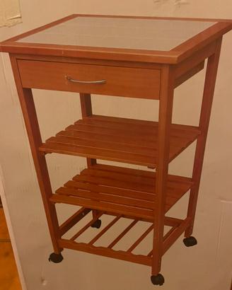 Carrello portavivande cucina in legno con cassetto