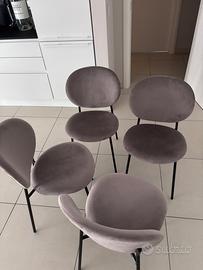 Set 4 sedie Calligaris mod. Ines in velluto grigio