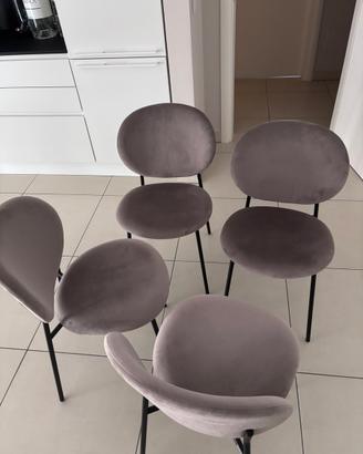 Set 4 sedie Calligaris mod. Ines in velluto grigio