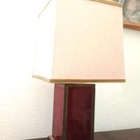 Abatjour in ottone e lacca con paralume originale