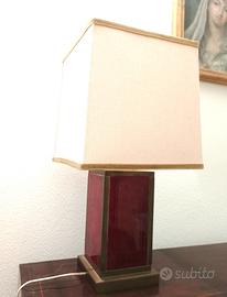 Abatjour in ottone e lacca con paralume originale