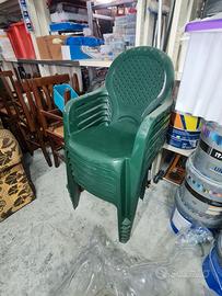 Set di 6 sedie da giardino in plastica verde