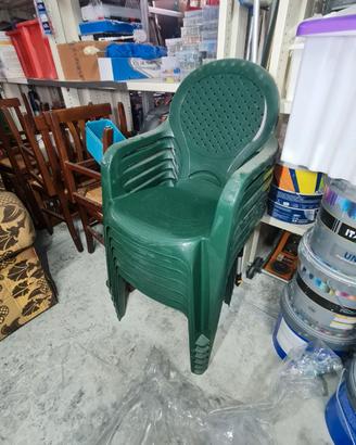 Set di 6 sedie da giardino in plastica verde