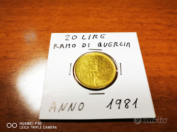 20 lire ramo di quercia anno 1981