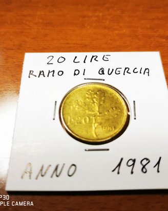 20 lire ramo di quercia anno 1981