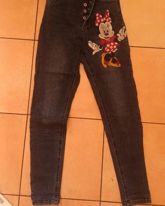 jeans elasticizzati vita alta con MInnie