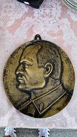 Placca Bronzo Mussolini