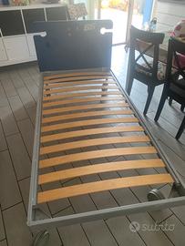 Letto singolo in alluminio doghe in legno