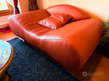 Divano Space Age Design Vintage Pelle Arancione