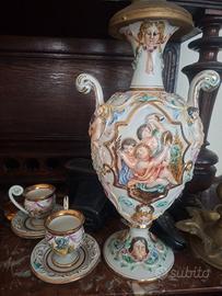 Lampada a Olio Antica in Porcellana di Capodimonte