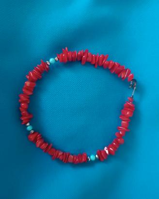 Braccialetto Donna Corallo con Pietre Rosse