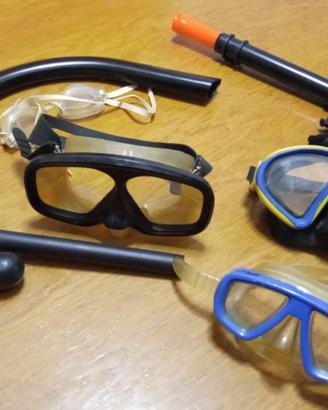 maschere e snorkel vintage più accessori