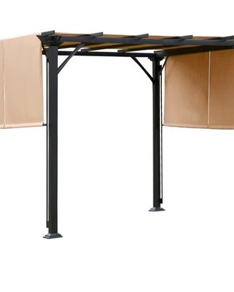 Pergola Gazebo con tende in acciaio 3x3 m Beige
