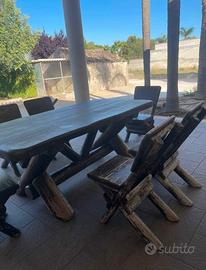 Tavolo da Giardino in Legno Massiccio