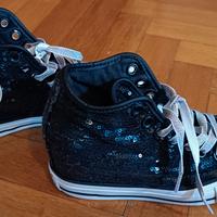 Scarpe converse all star nere paiette zeppa 35.5