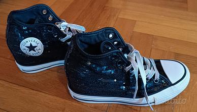 Scarpe converse all star nere paiette zeppa 35.5
