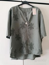 Camicia elegante donna taglia L verde olivo