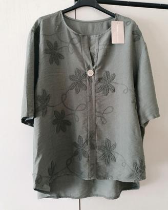Camicia elegante donna taglia L verde olivo