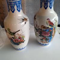PORCELLANA COPPIA GRANDI VASI CINESI DECORATI MANO