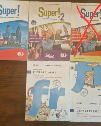 Libri francese C'EST LA CLASSE! e inglese SUPER!