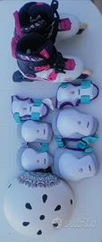 Set completo pattini a rotelle bambina 