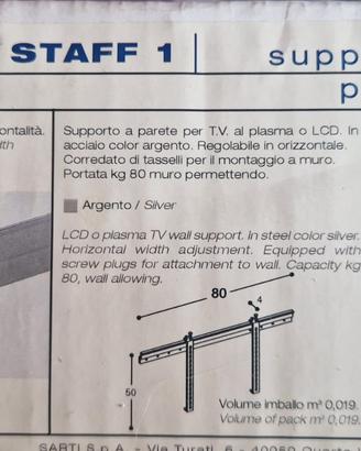Supporto staffa  muro per tv schermo piatto. NUOVO