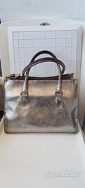 Borsa donna vera pelle dorata parii al nuovo
