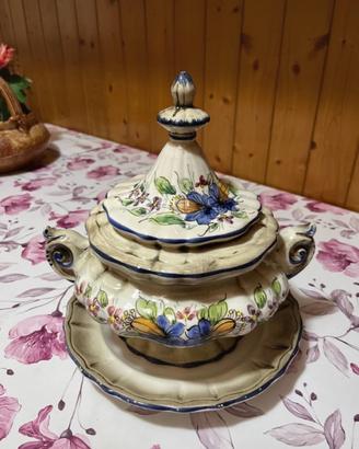 Servizio zuppiera vintage dipinta a mano
