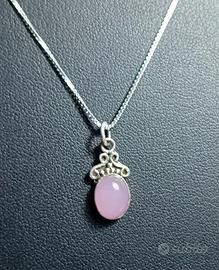 Collana in argento 925 e opale rosa naturale 