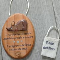 Sacchetto Porta dentino in cotone, supporto legno