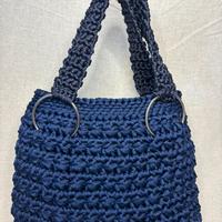 Borsa a mano blu uncinetto cotone