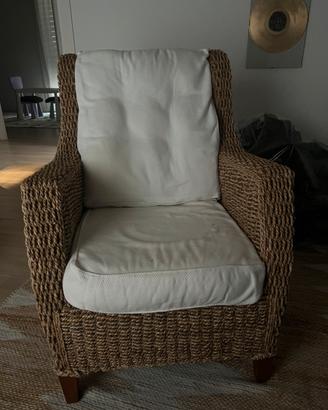 Poltrona shabby chic fibra naturale