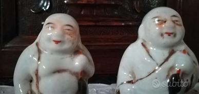 Coppia antiche statuette cinesi  vuote - pomoli