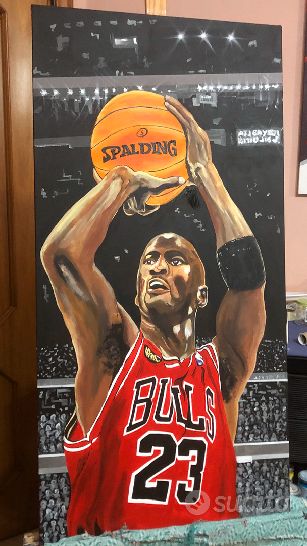 Quadro Michael Jordan dipinto a mano 100x50 - Arredamento e